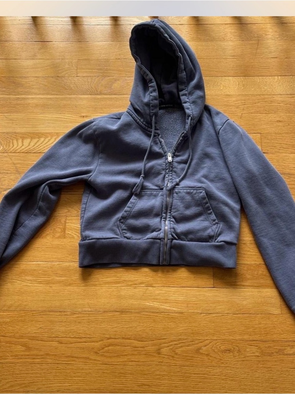 Navy Brandy Melville Zip-Up Hooded Jacket